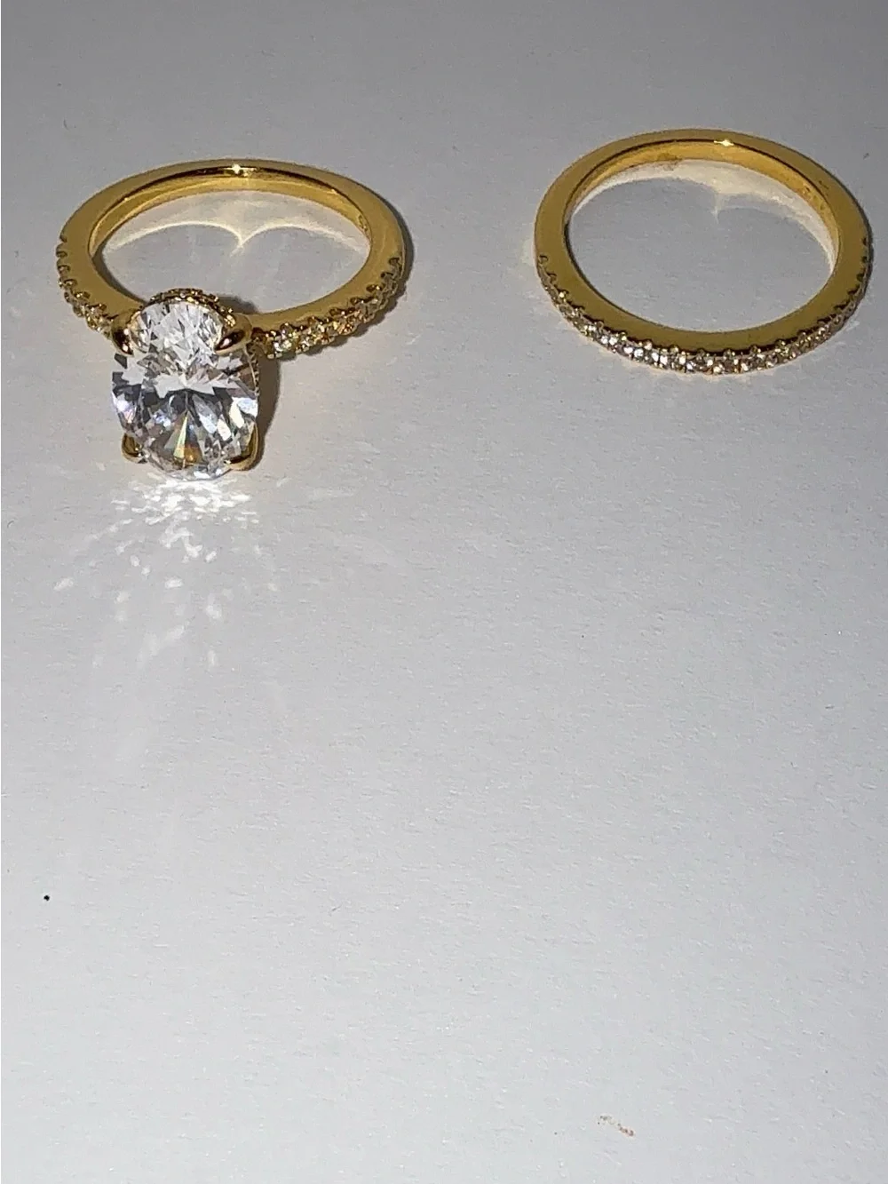 3.5ct Oval CZ Gold Vermeil Wedding Set Size 6.5